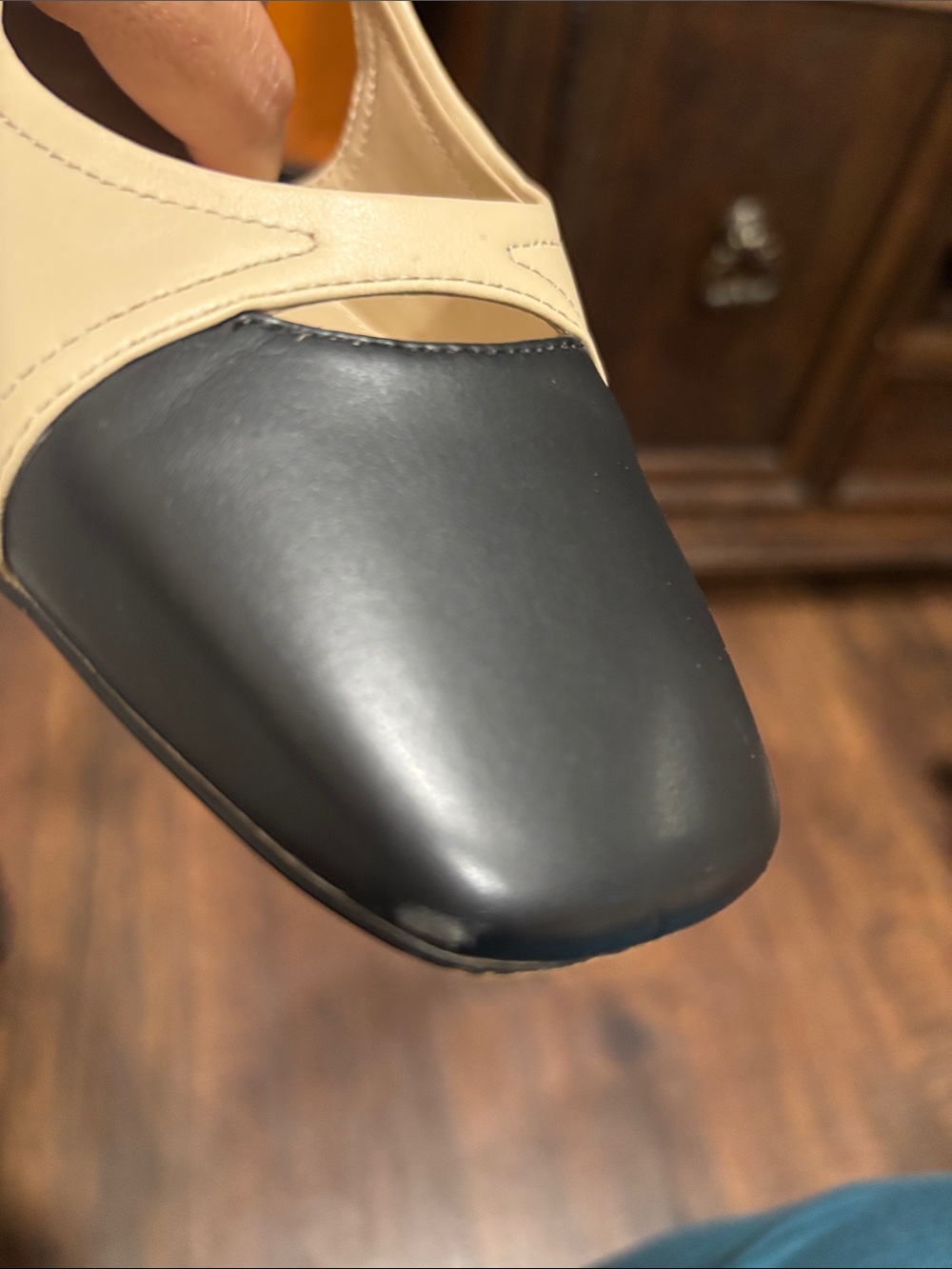 Sam Edelman Beige and Black Slingback Block Heels - Picture 8 of 8